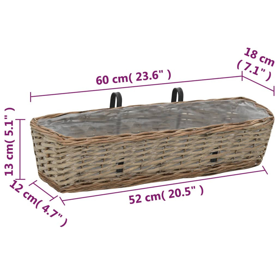 Balkonbakken 60 Cm Wicker Met Pe-Voering 60 x 18 x 13 cm