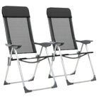 Camping chairs foldable aluminum black 2 pcs