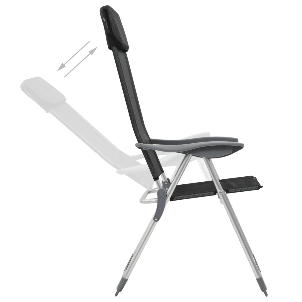 Campingstoelen Inklapbaar Aluminium St 2 Zwart