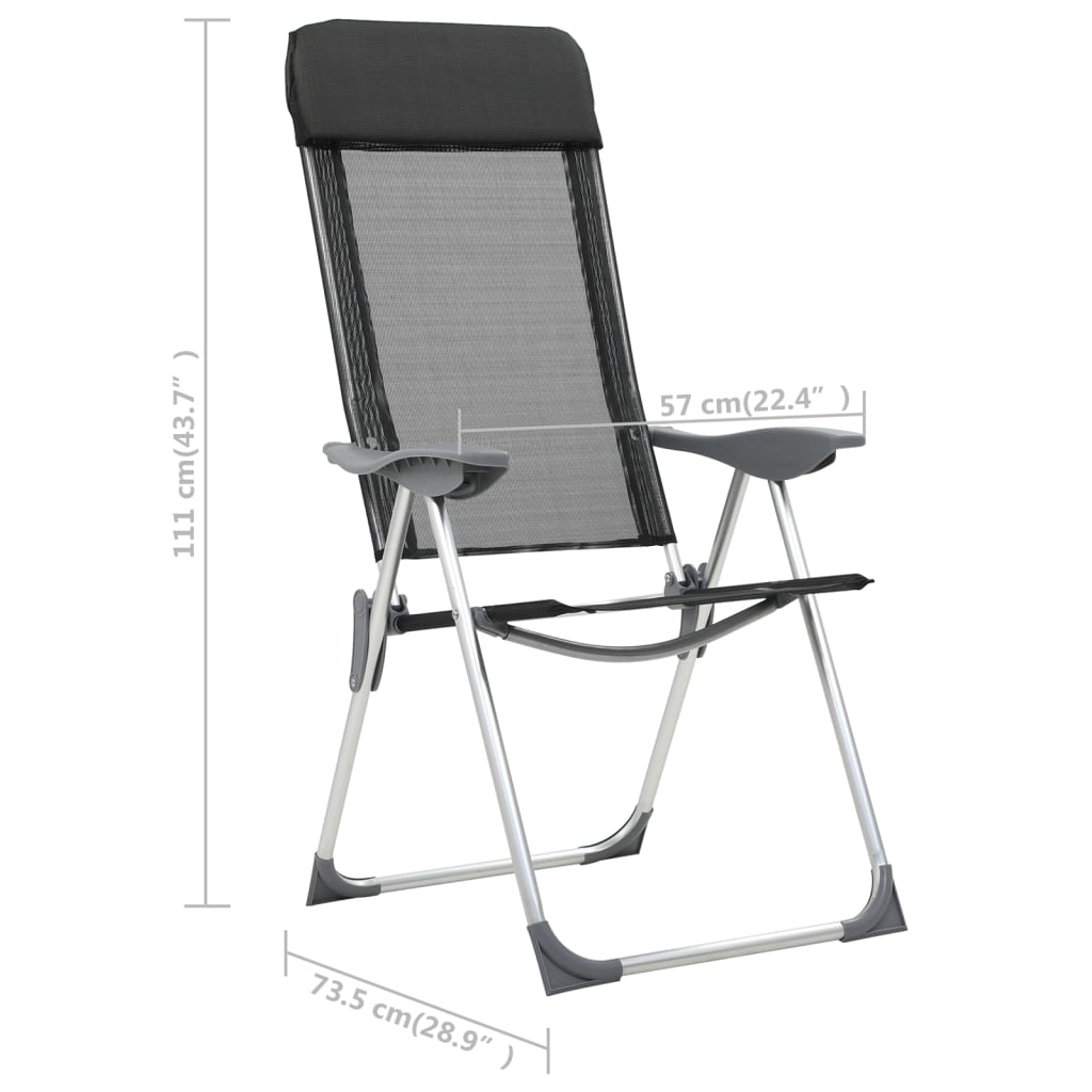 Campingstoelen Inklapbaar Aluminium St 2 Zwart