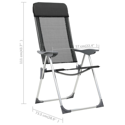 Campingstoelen Inklapbaar Aluminium St 2 Zwart