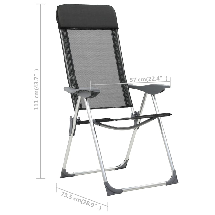Campingstoelen Inklapbaar Aluminium St 2 Zwart