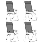 Camping chairs 4 pcs foldable aluminum grey