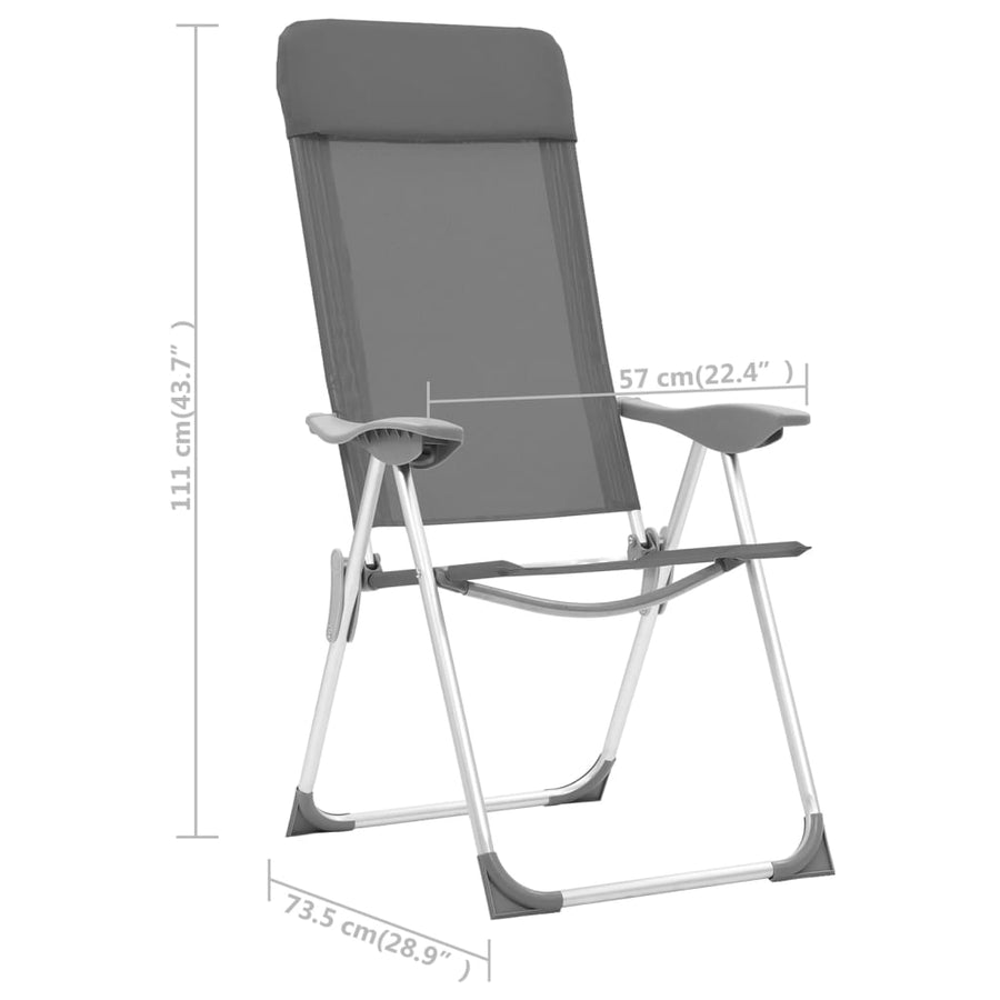 Campingstoelen Inklapbaar Aluminium 4 Grijs
