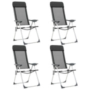 Folding camping chairs aluminum black 4 pcs