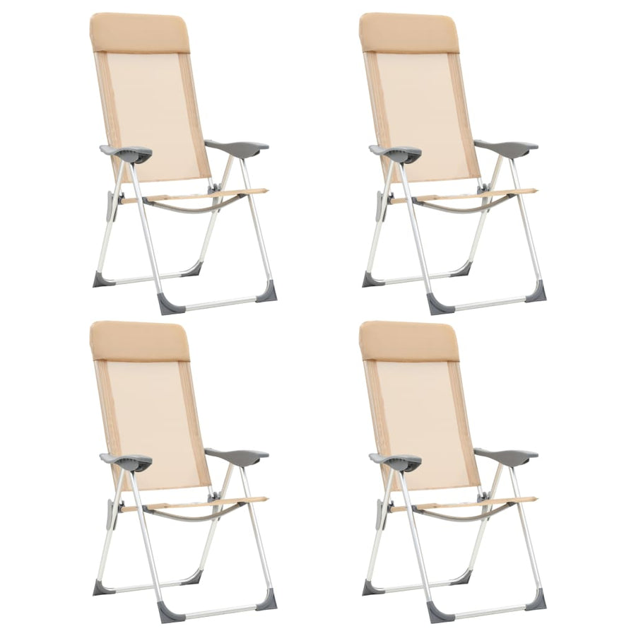 Campingstoelen Inklapbaar Aluminium Wit 4 crème