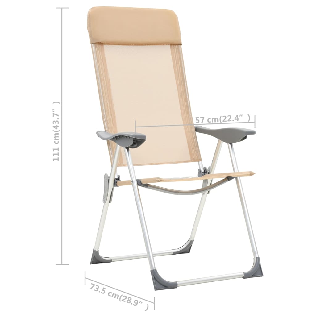 Campingstoelen Inklapbaar Aluminium Wit 4 crème