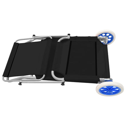 Ligbed Met Luifel En Wieltjes Inklapbaar Staal Zwart