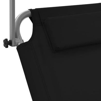 Ligbed Met Luifel En Wieltjes Inklapbaar Staal Zwart