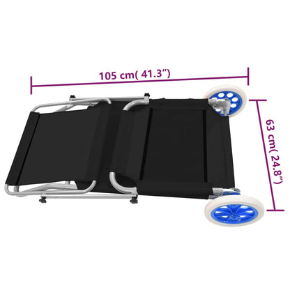 Ligbed Met Luifel En Wieltjes Inklapbaar Staal Zwart