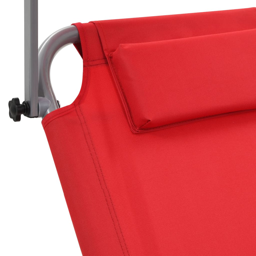 Ligbed Met Luifel En Wieltjes Inklapbaar Staal Rood 1