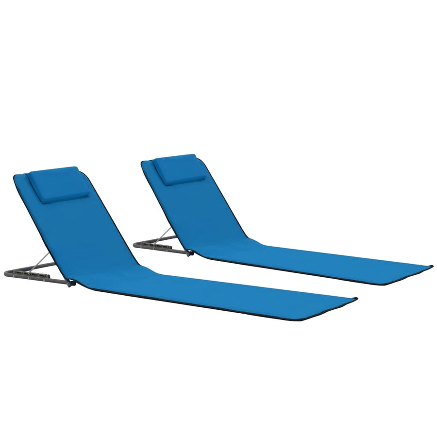Strandmatten Inklapbaar Staal En Stof Blauw