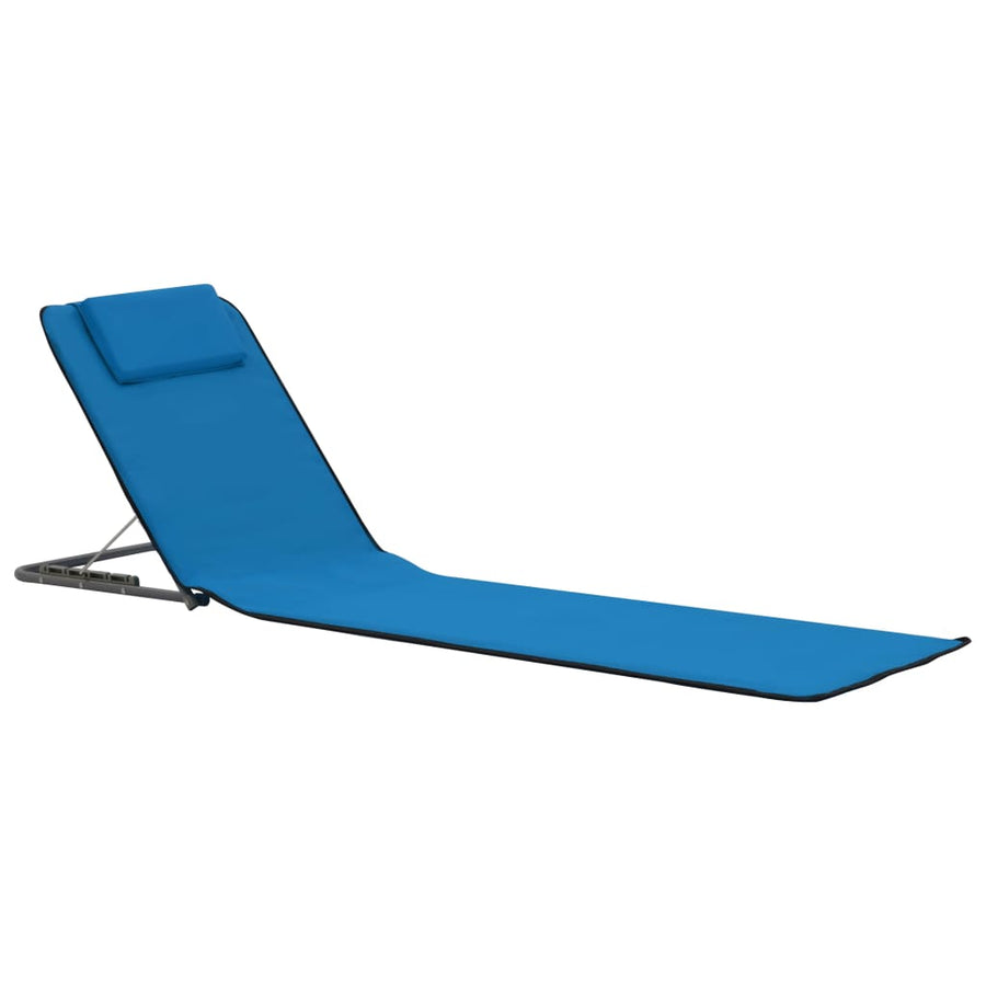 Strandmatten Inklapbaar Staal En Stof Blauw