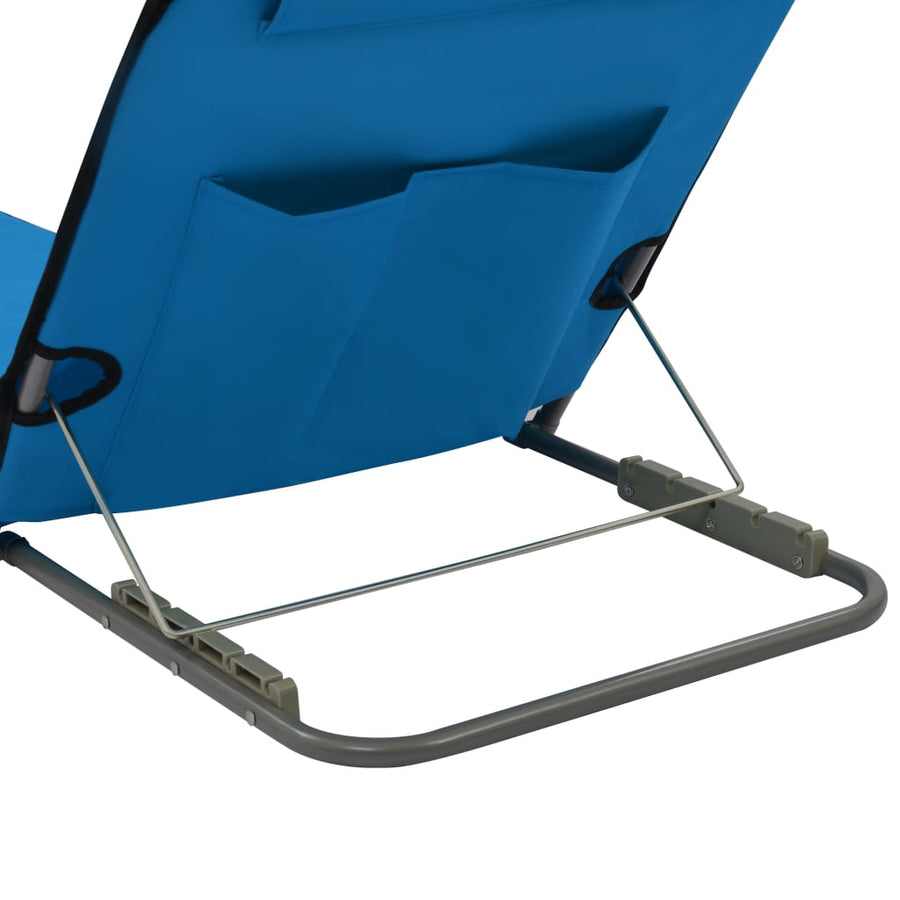 Strandmatten Inklapbaar Staal En Stof Blauw