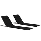 Folding beach mats 2 pcs steel and fabric black