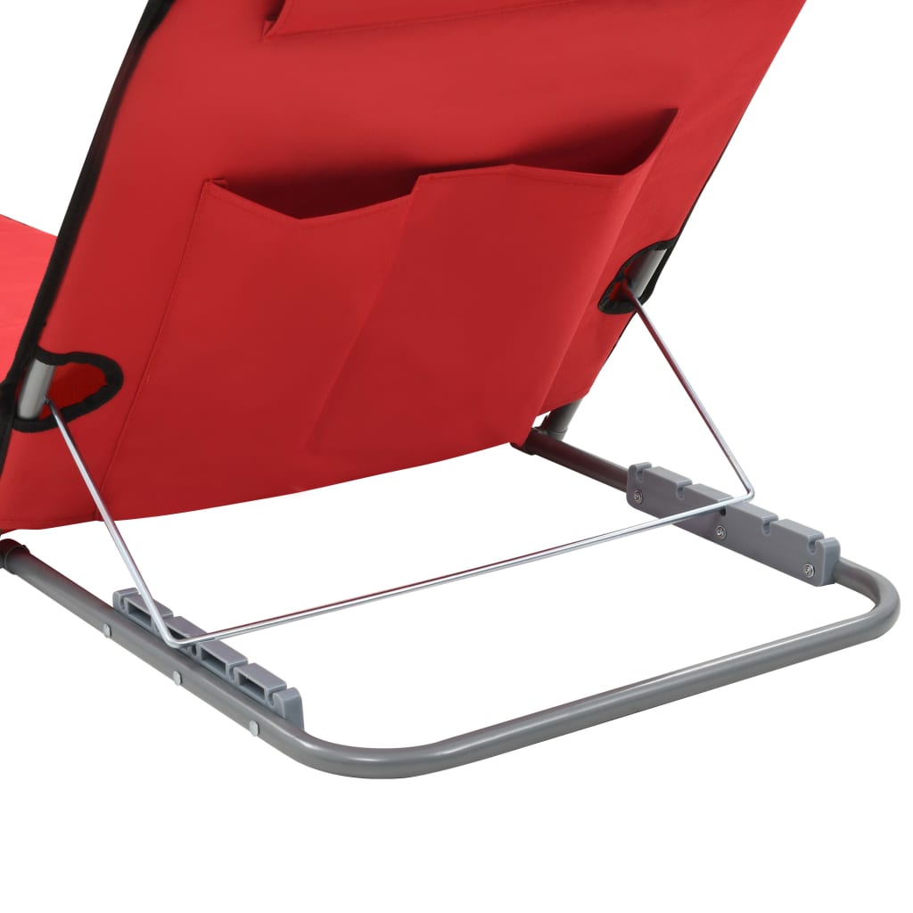 Strandmatten Inklapbaar Staal En Stof Rood