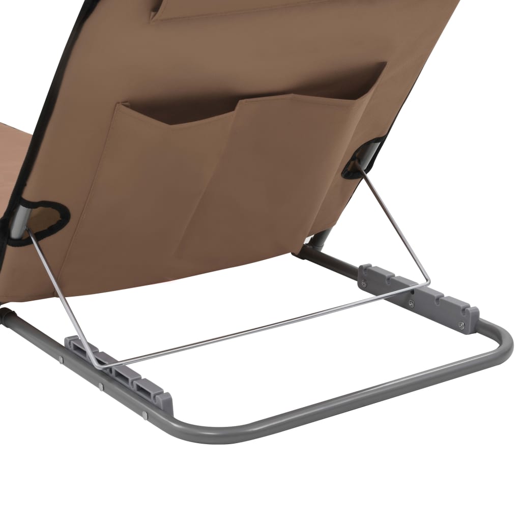 Strandmatten Inklapbaar Staal En Stof Bruin