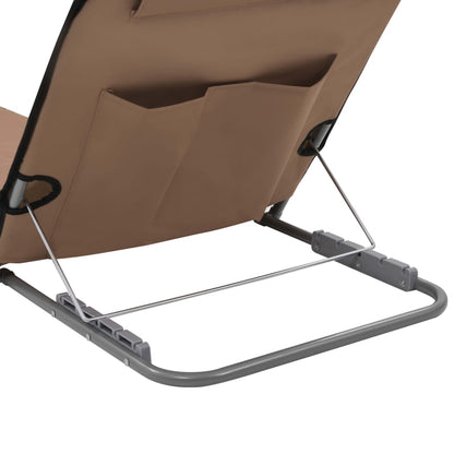 Strandmatten Inklapbaar Staal En Stof Bruin