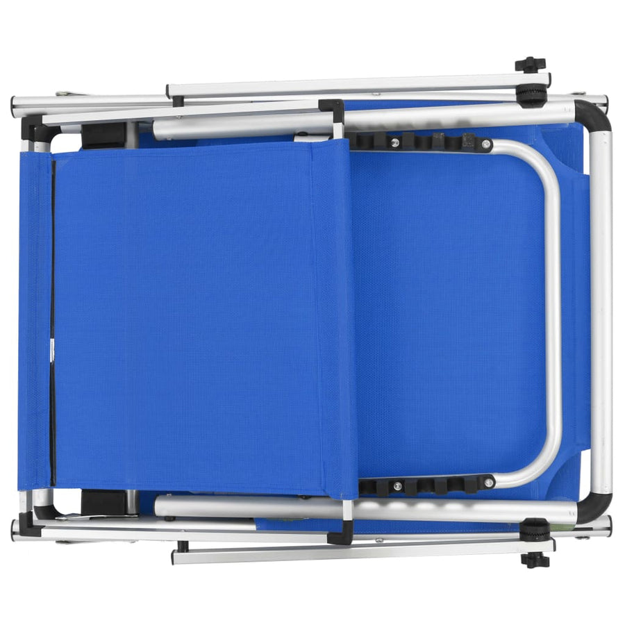 Ligbed Inklapbaar Met Dak Aluminium En Textileen Blauw