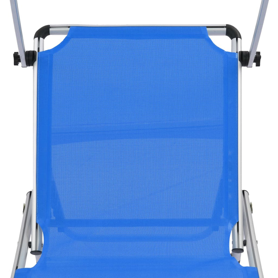 Ligbed Inklapbaar Met Dak Aluminium En Textileen Blauw