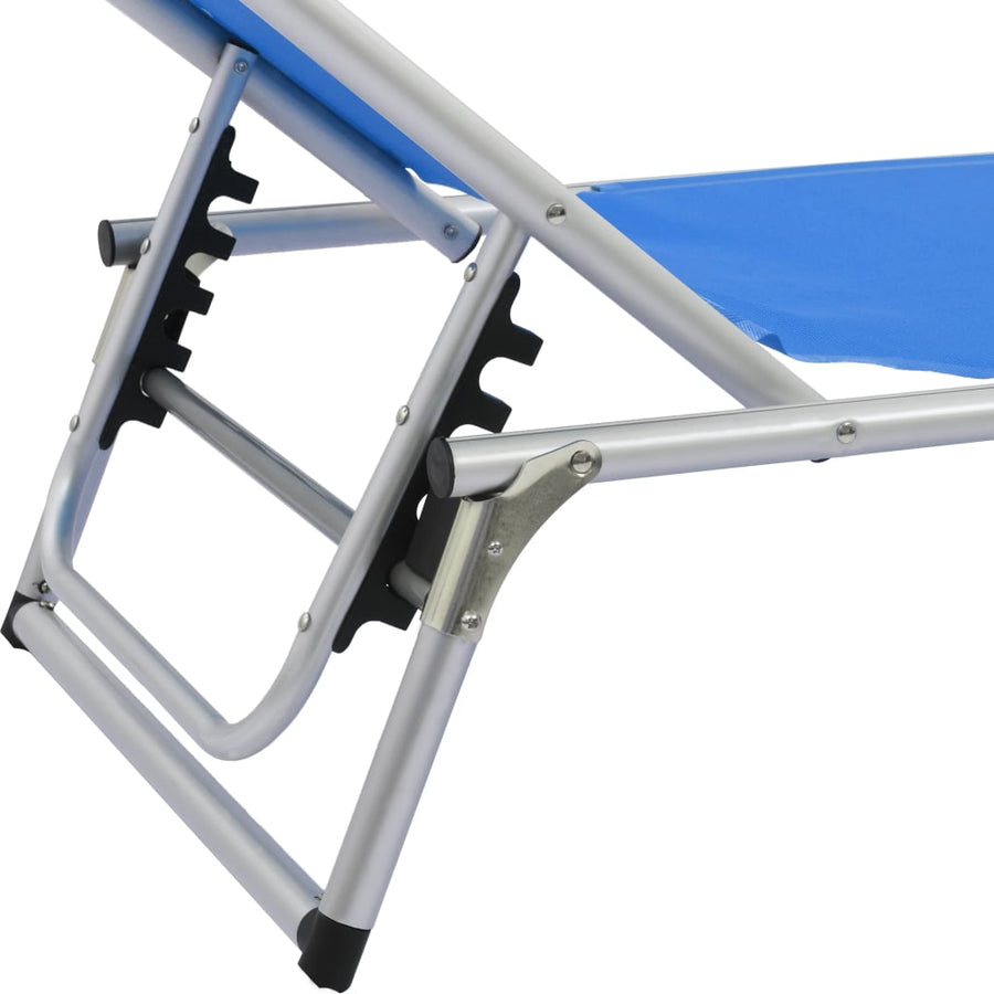Ligbed Inklapbaar Met Dak Aluminium En Textileen Blauw