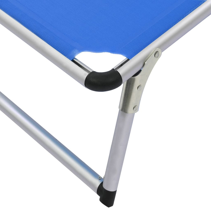 Ligbed Inklapbaar Met Dak Aluminium En Textileen Blauw