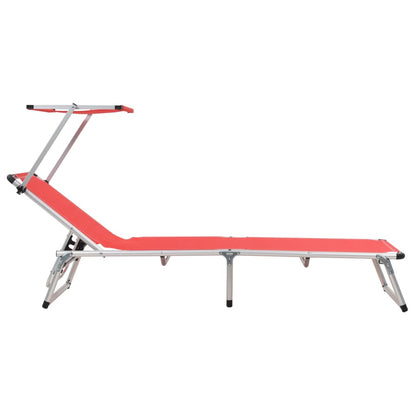 Ligbed Inklapbaar Met Dak Aluminium En Textileen Rood