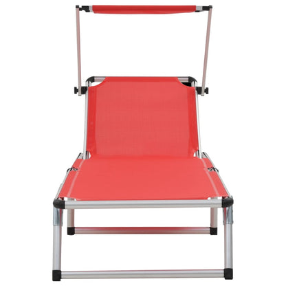 Ligbed Inklapbaar Met Dak Aluminium En Textileen Rood