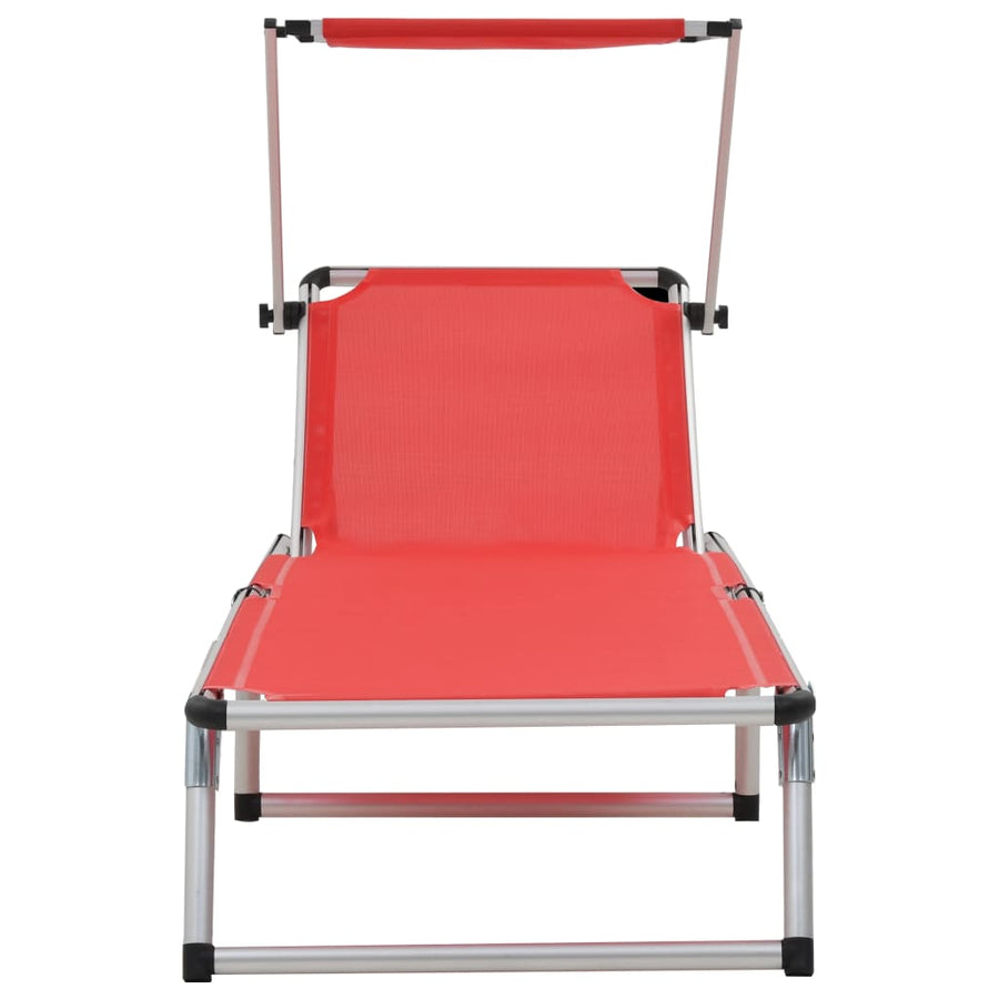 Ligbed Inklapbaar Met Dak Aluminium En Textileen Rood