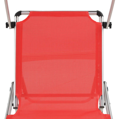Ligbed Inklapbaar Met Dak Aluminium En Textileen Rood