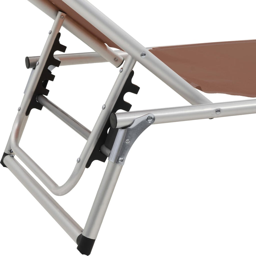 Ligbed Inklapbaar Met Dak Aluminium En Textileen Bruin
