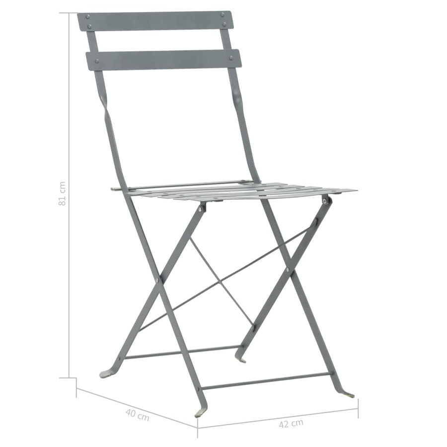 -Delige Bistroset Staal Grijs