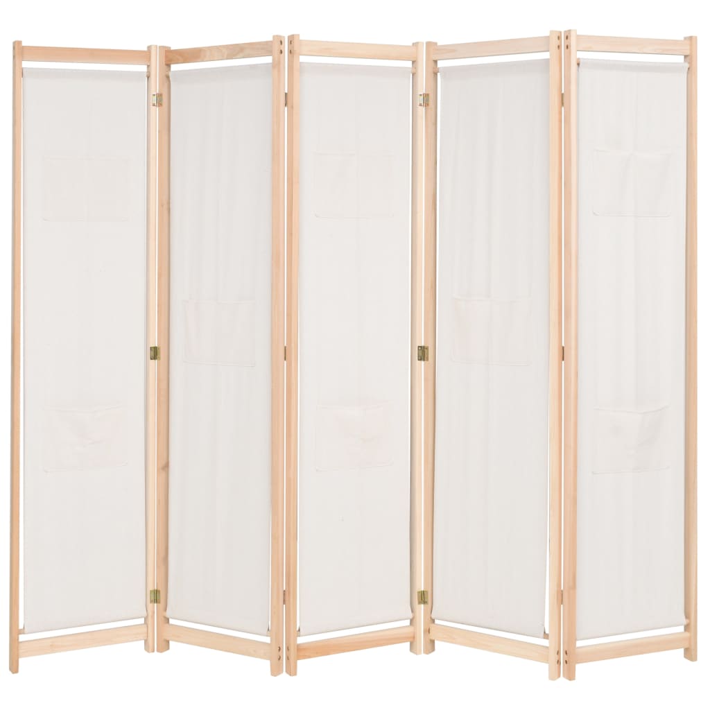 Kamerscherm Met Panelen 200X170X4 Cm Stof 5 Crème