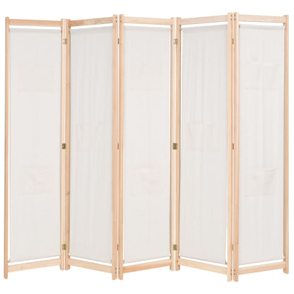 Kamerscherm Met Panelen 200X170X4 Cm Stof 5 Crème