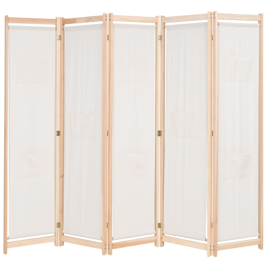 Kamerscherm Met Panelen 200X170X4 Cm Stof 5 Crème