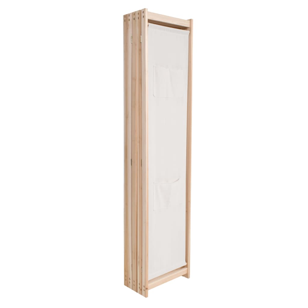 Kamerscherm Met Panelen 200X170X4 Cm Stof 5 Crème
