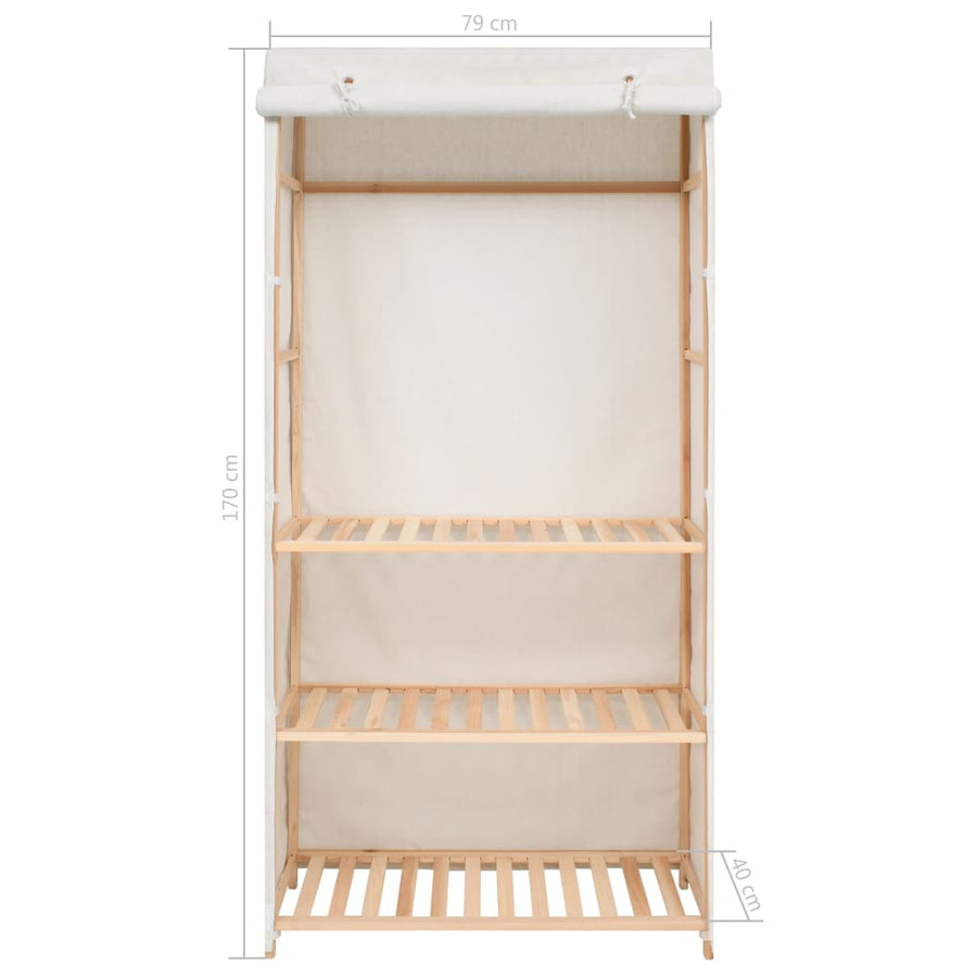 Kledingkast 3-Laags 79X40X70 Cm Wit