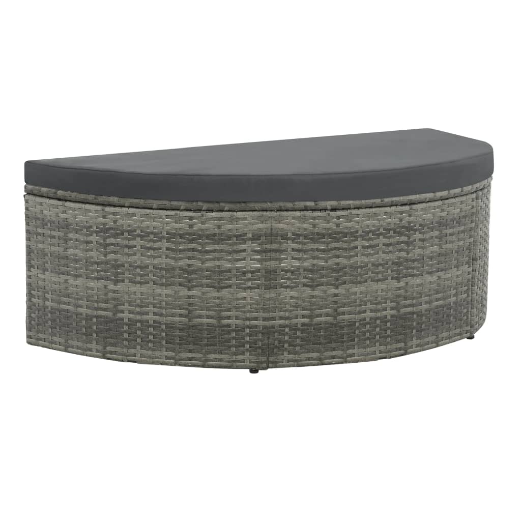 Tuinbank 2-zits met kussens en parasol poly rattan grijs