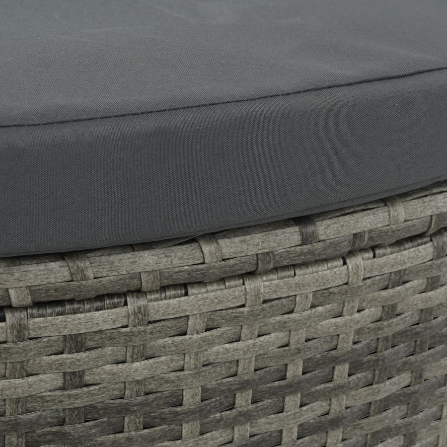 Tuinbank 2-zits met kussens en parasol poly rattan grijs