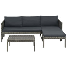 -Delige Loungeset Met Kussens Poly Rattan Grijs