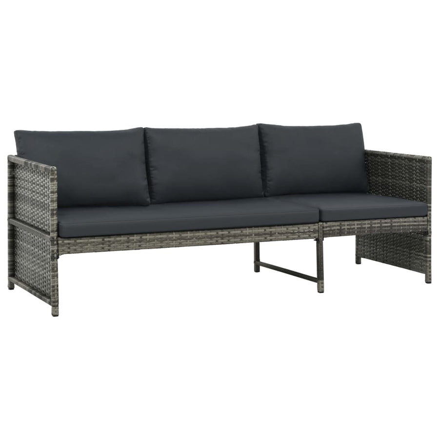 -Delige Loungeset Met Kussens Poly Rattan Grijs