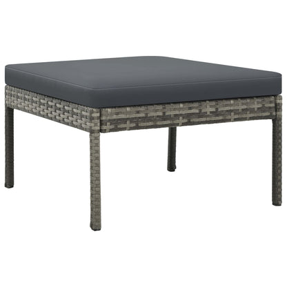 -Delige Loungeset Met Kussens Poly Rattan Grijs