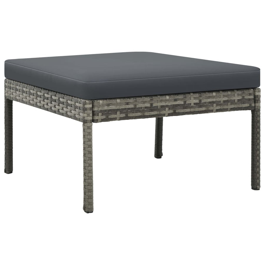 -Delige Loungeset Met Kussens Poly Rattan Grijs