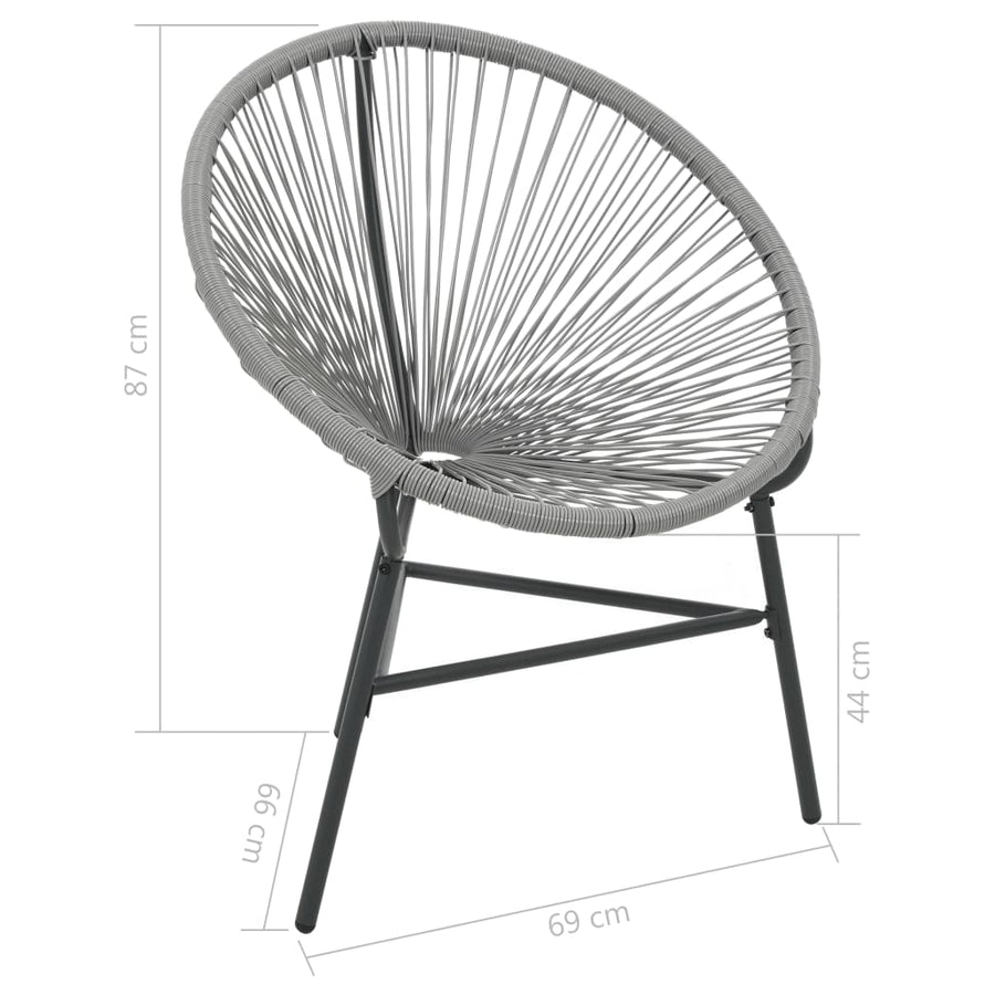 Tuinmaanstoel Poly Rattan Grijs