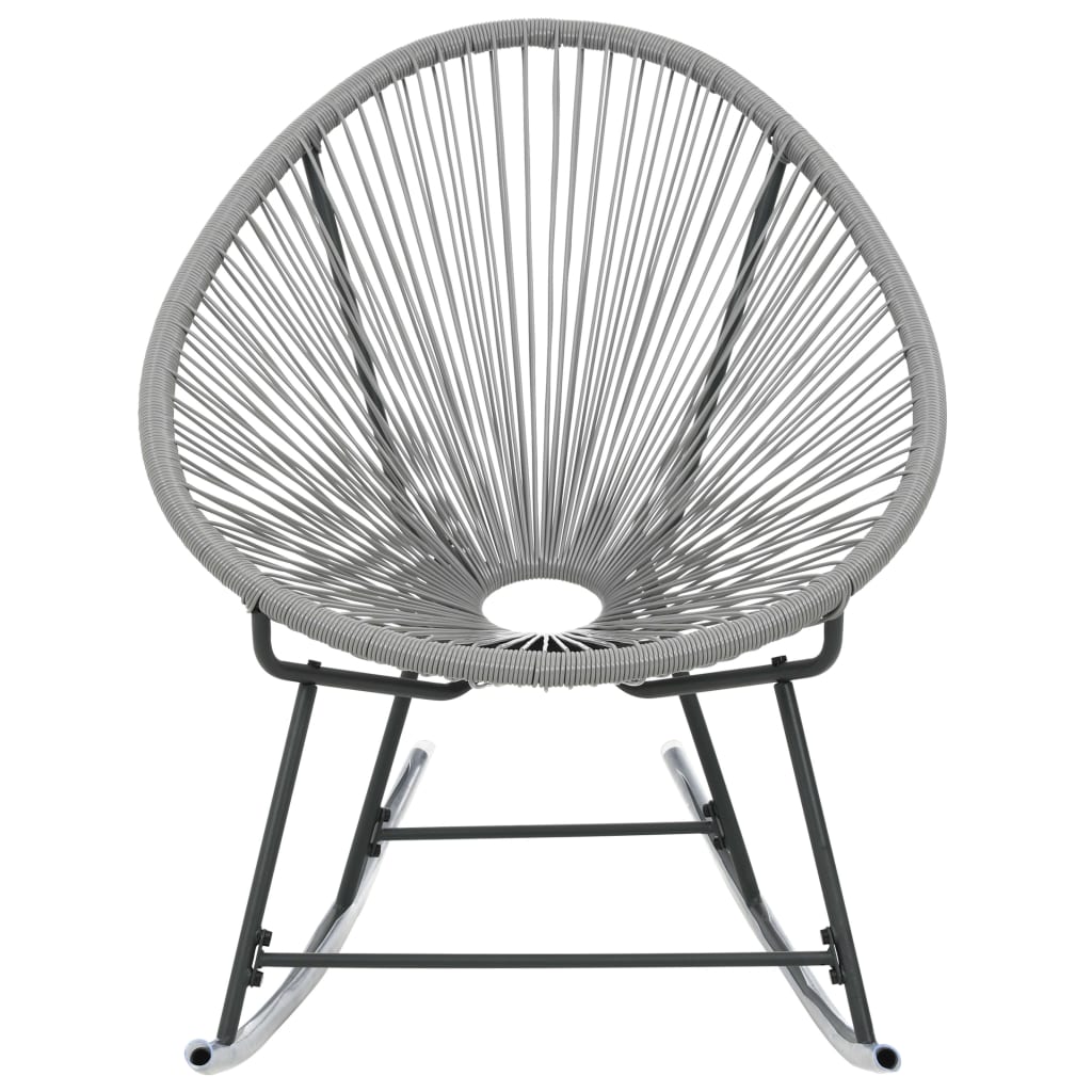 Tuinmaanstoel schommelend poly rattan grijs