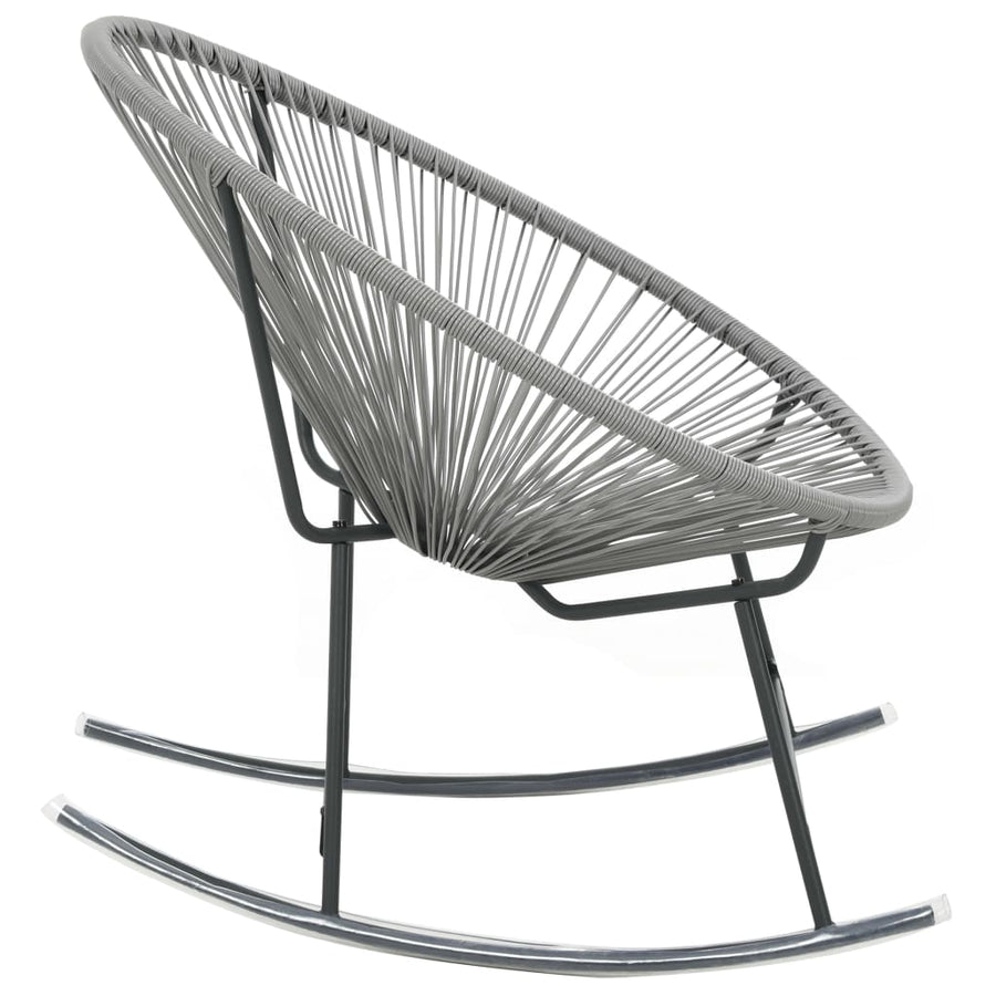 Tuinmaanstoel schommelend poly rattan grijs