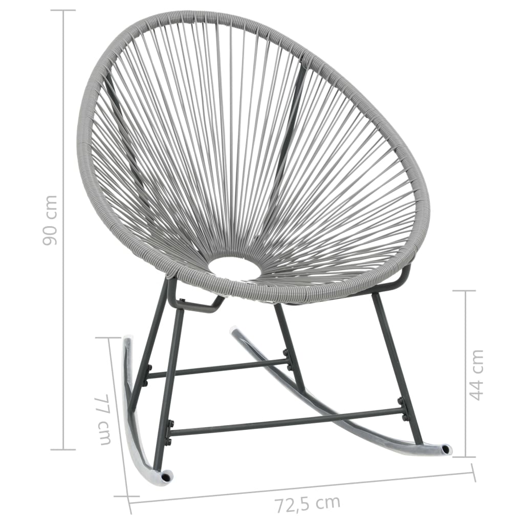 Tuinmaanstoel schommelend poly rattan grijs