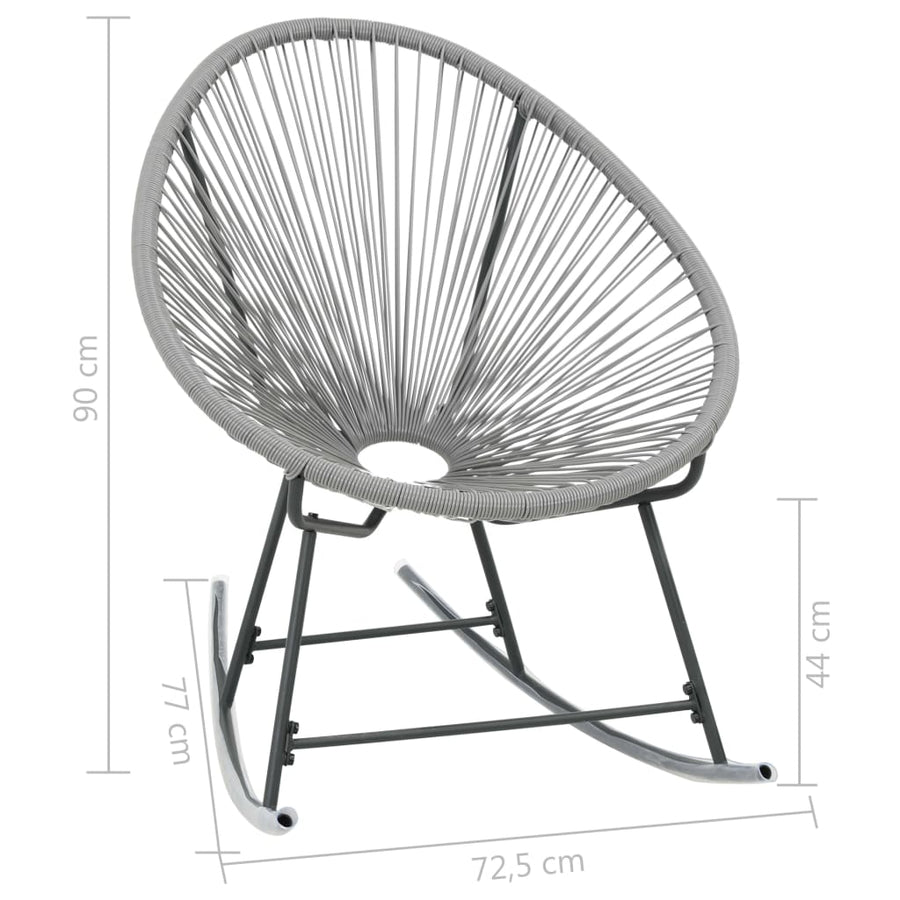 Tuinmaanstoel schommelend poly rattan grijs
