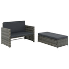 2-Delige Loungeset Met Kussens Poly Rattan Grijs