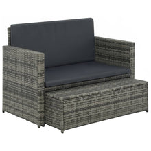 2-Delige Loungeset Met Kussens Poly Rattan Grijs